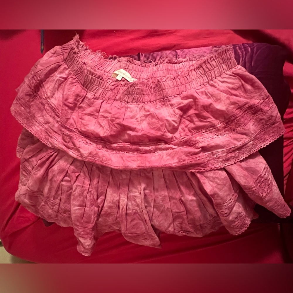 LoveShackFancy NWOT XL pink ruffle mini skirt - LSF